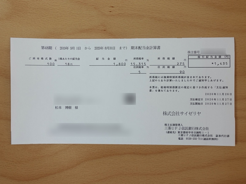 サイゼリヤの配当金