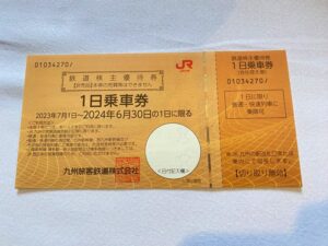 JR九州の株主優待券1日乗車券