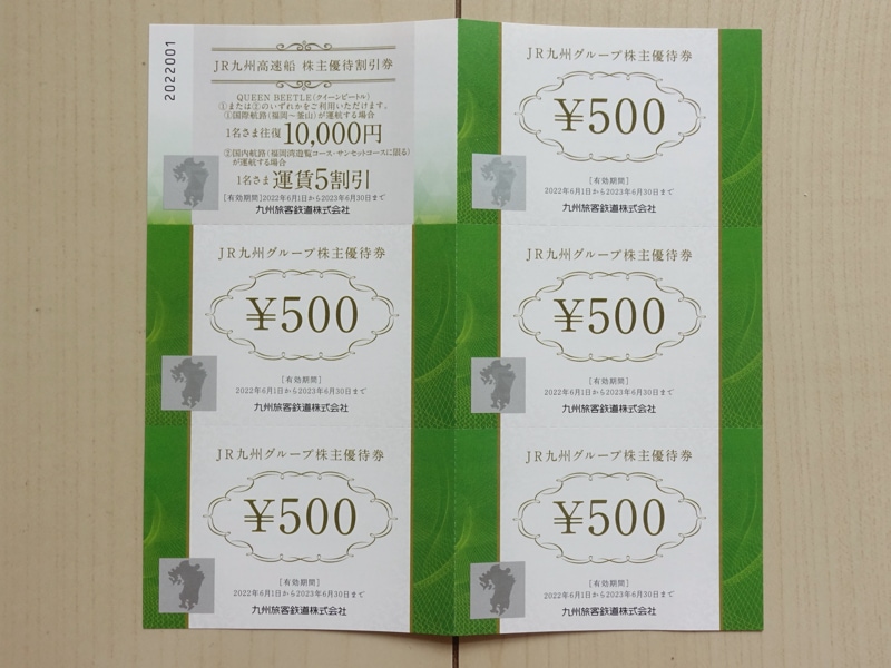JR九州の500円株主優待券